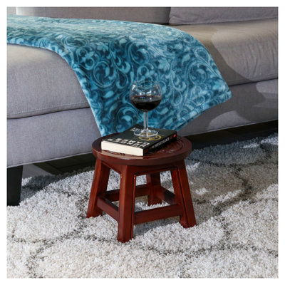 Cherry Floral Carved Wooden Step Stool - Decorative Accent Furniture with Intricate Flower Design