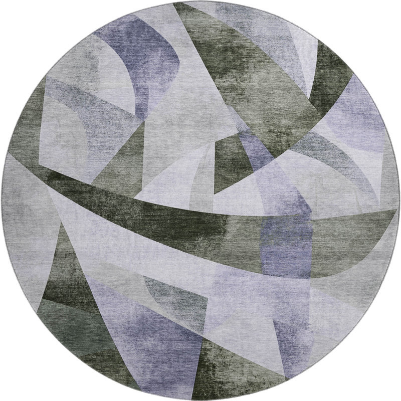 Premium Machine Washable Ashington AMF1836 Swirls Rug, Round 8'
