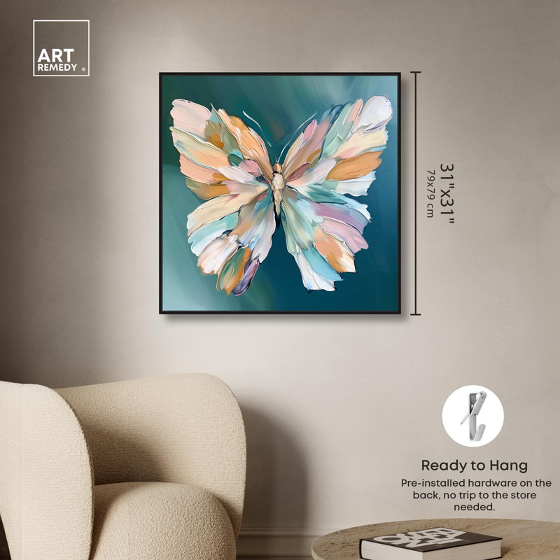 «Dreamscape Butterfly» par Art Remedy, H 31 po x l 31 po x P 1,8 po, Cadre flottant noir