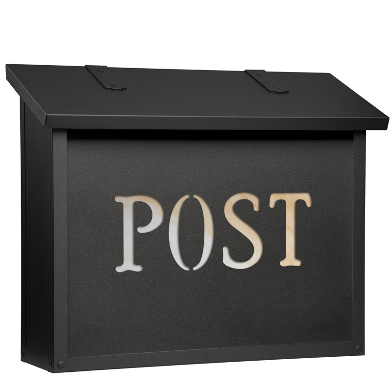 Classic Brass Wall Mounted Mailbox, Honey, Textured Black