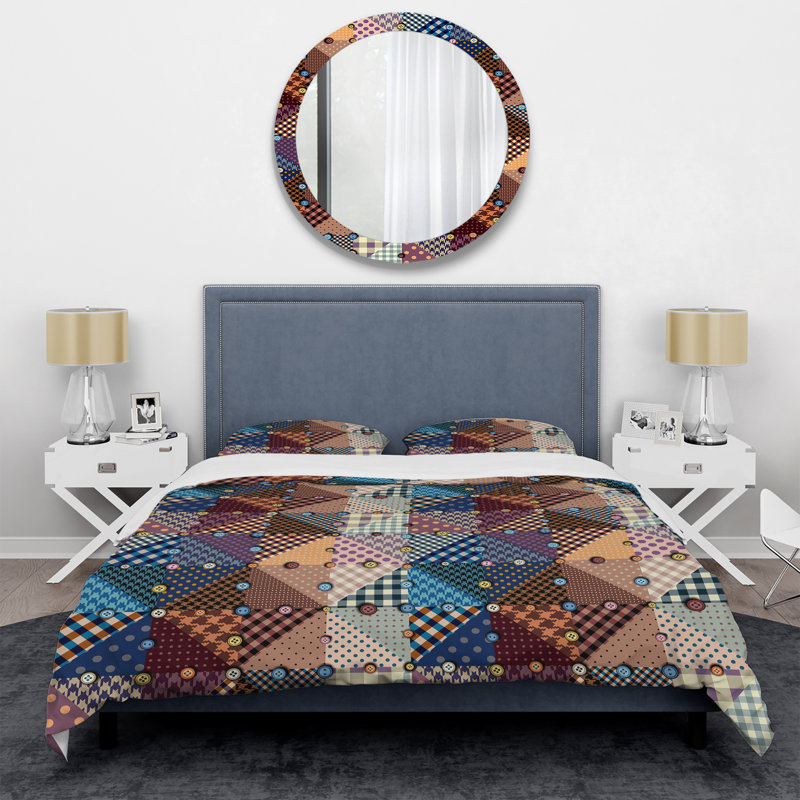 Multicolor Abstract Patchwork - Abstract Duvet Cover Set - Microfiber Polyester, King Duvet Cover + 2 King Shams