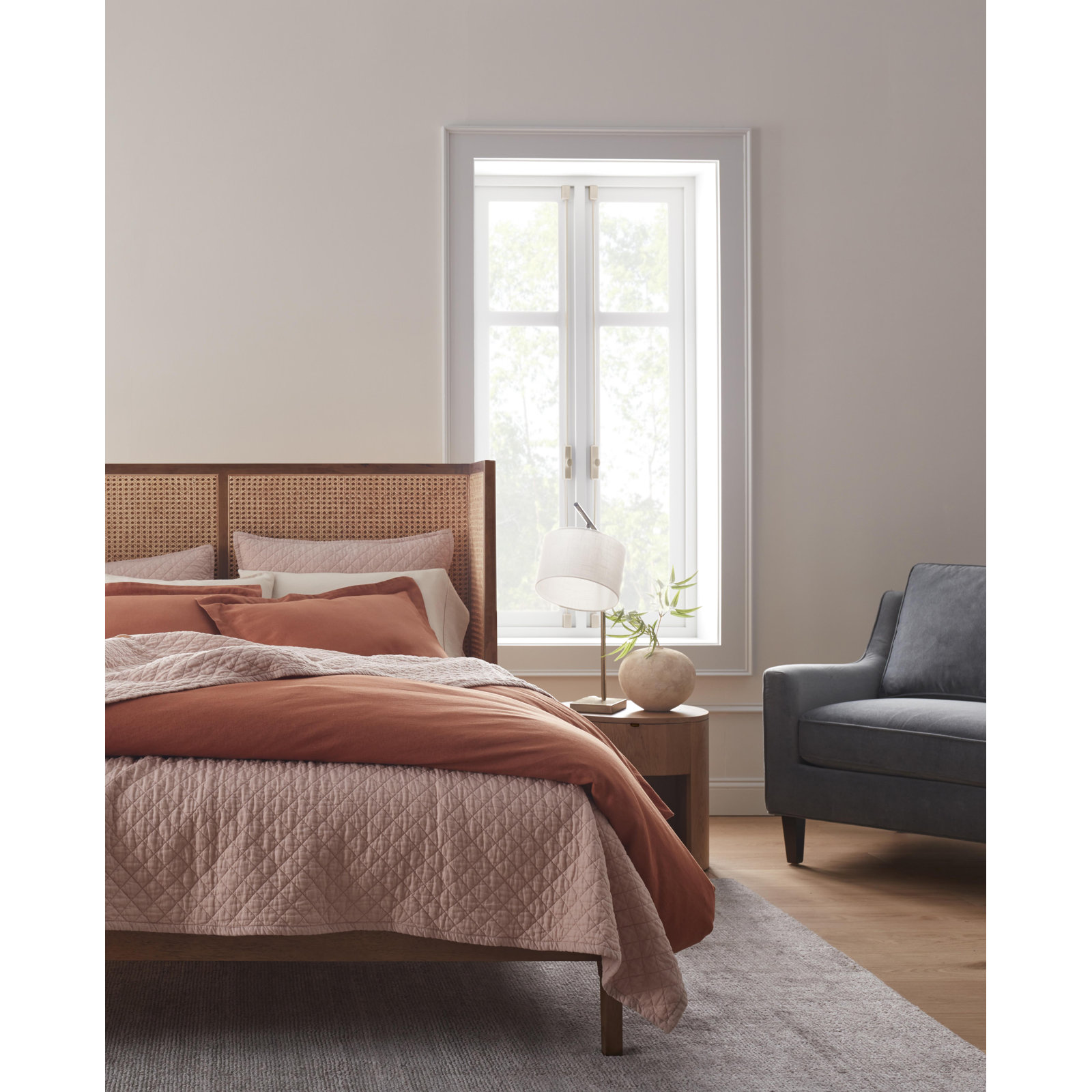 Jeffen Belgian Flax Linen Quilt Set, Full/Queen Quilt, Dusty Rose