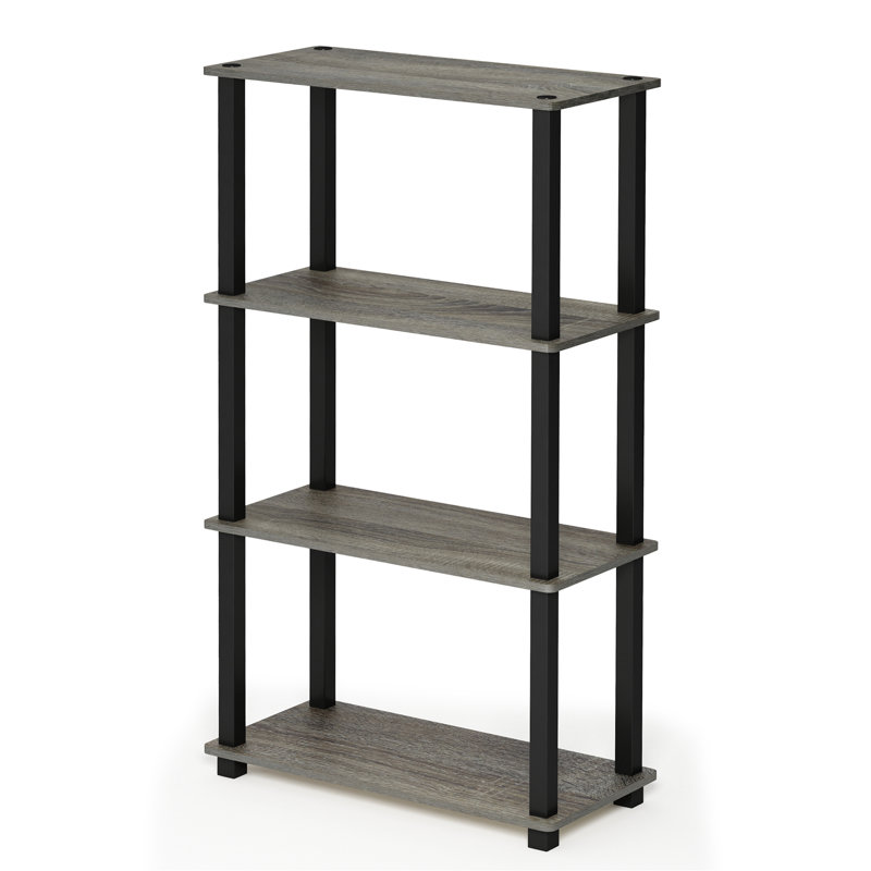 Bibliothèque en plastique Johnston H 43,7 "x l 23,6", Gris chêne français/noir