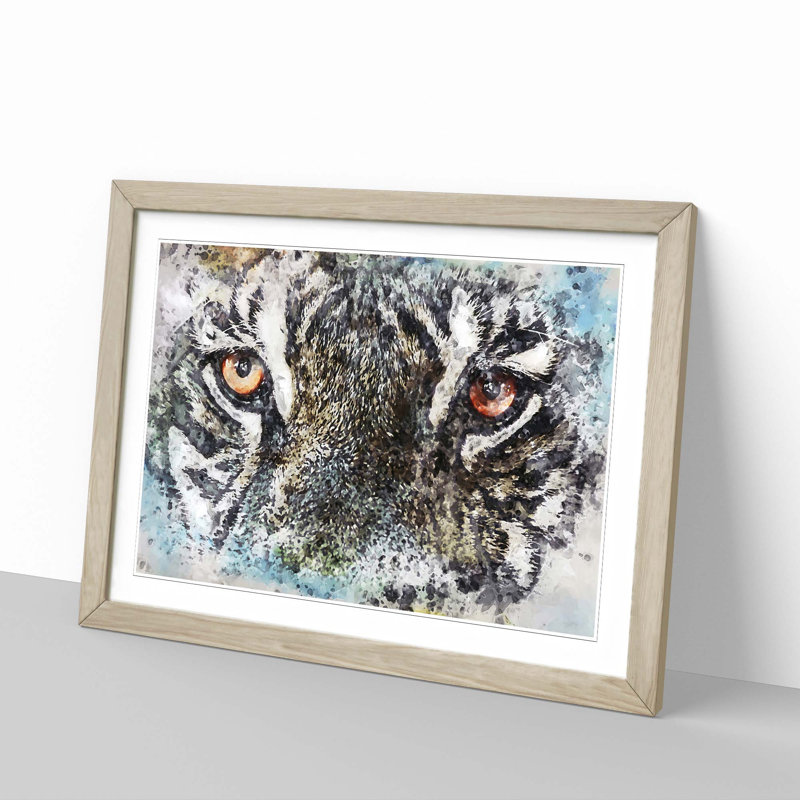 Eye of the Tiger in Abstract - Picture Frame Painting Print, Oak Framed, 27cm H x 36cm W x 2cm D