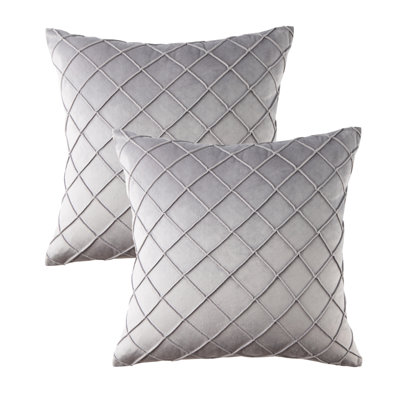 Square 18" Velvet Throw Pillow, Diamond Textured Decorative Pillows