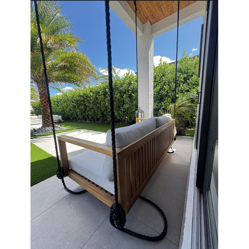 Delray Teak Swing Bed With Cushions