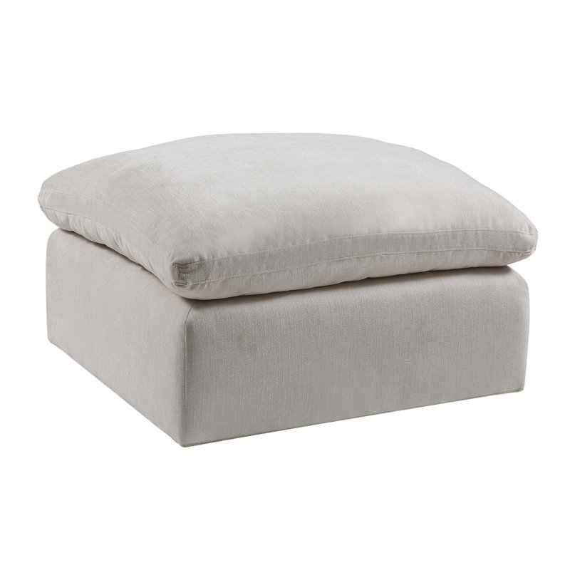 Repose-pieds Shar, modulaire, coussin coussiné, tissu en lin ivoire moelleux