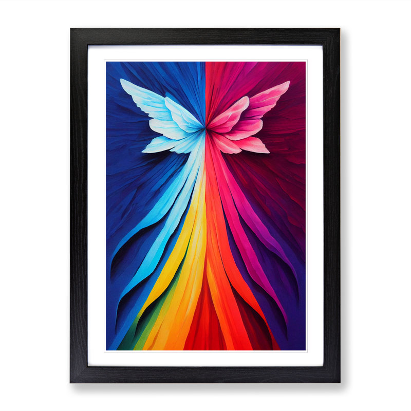 FRM-V0523-77X Angel Crayon - Single Picture Frame Print, 46cm H x 34cm W x 2cm D, Black Framed