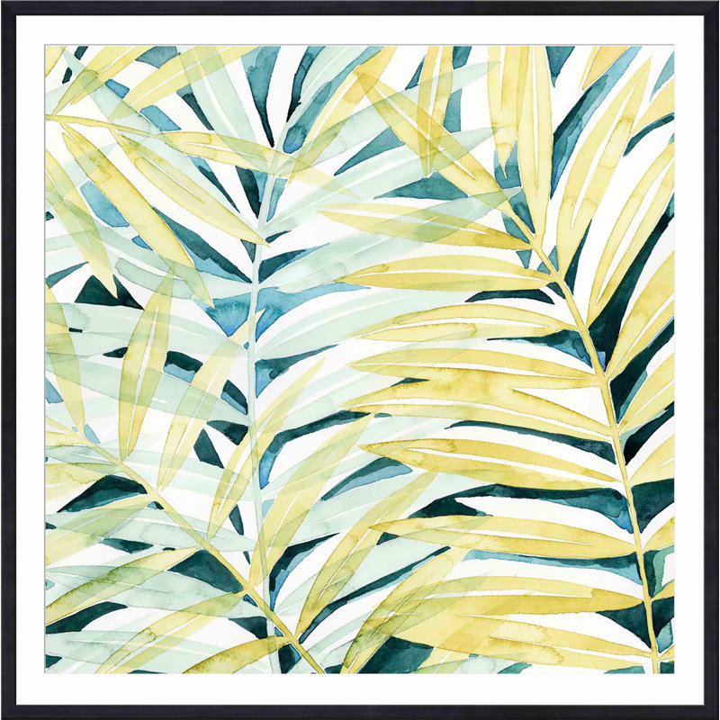 «Sunlit Palms I» par Grace Popp - peinture encadrée, H 20 po x l 20 po, Noir