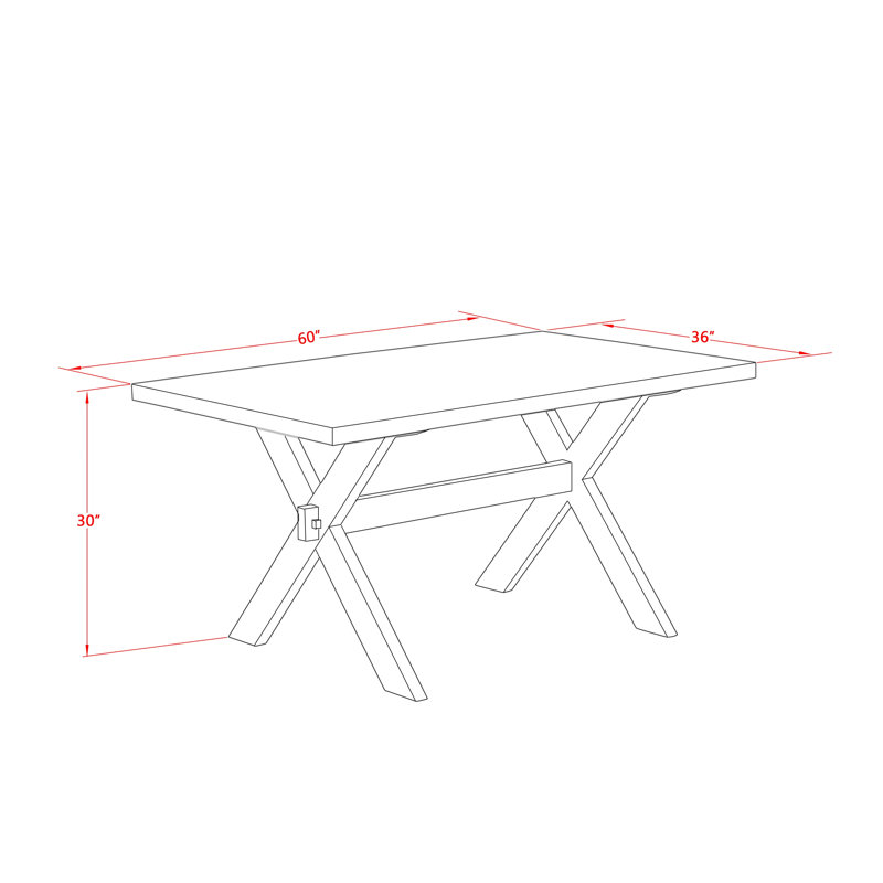 5 Piece Dining Room Table Set Includes a Rectangle Kitchen Table with X-Legs and 4 Black Linen Fabric Parsons Dining Chairs, Wire brushed Black