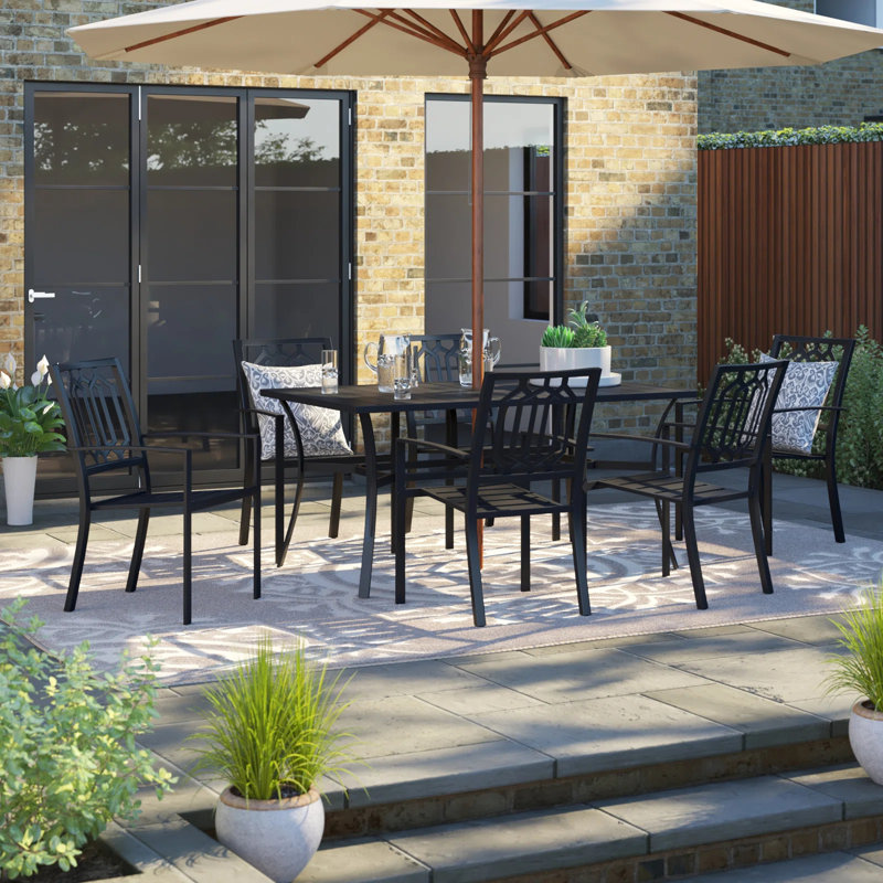 2 - Person Patio Dining Set with Rectangular Table , Cushions Included