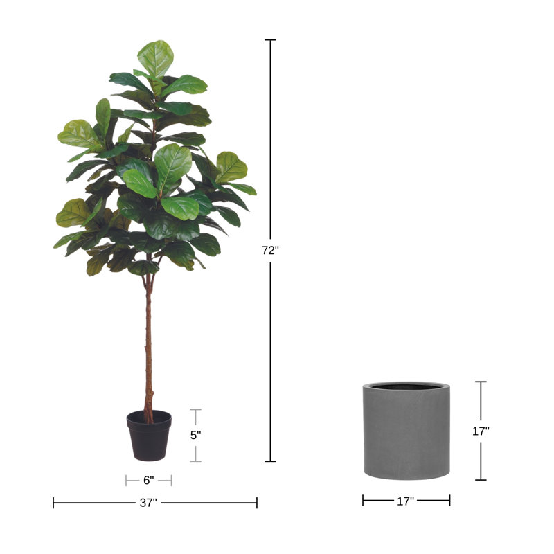 6' Fiddle Leaf Tree with Fiberstone Planter