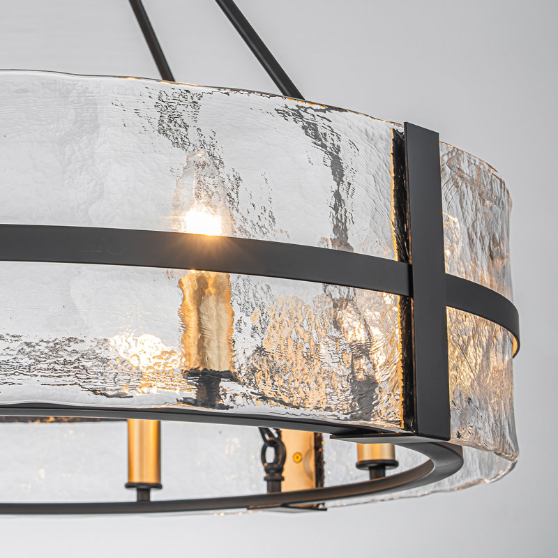 Lustre tambour 8 lumières à intensité variable, Noir mat, Clair