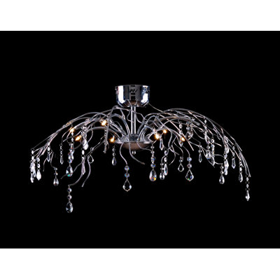 8-Light Chrome Flush Mount With Clear Crystals