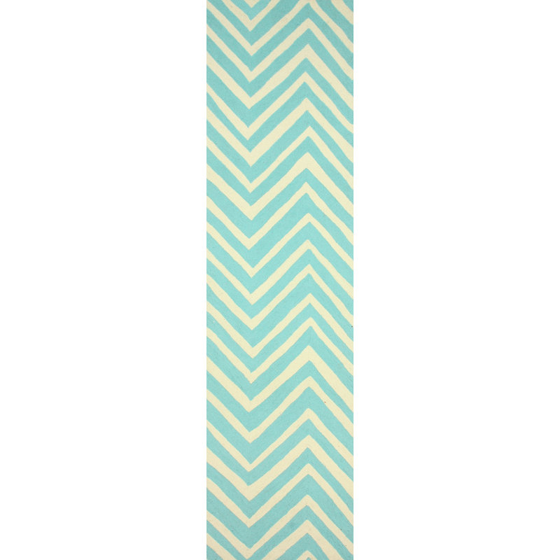 Tapis bleu de Reva Chevron, Coureur 2'6" x 10'