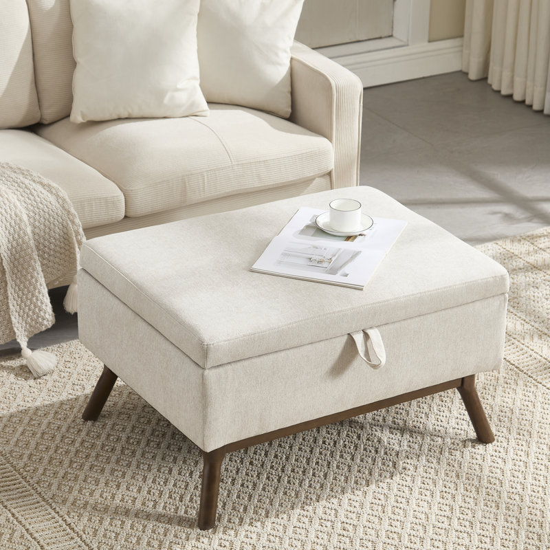 Banc de rangement Mid-Century, Beige