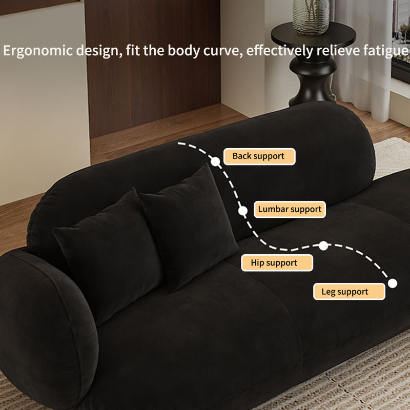 Fauteuil inclinable ergonomique en velours givré, Orienté à gauche (vu de face)