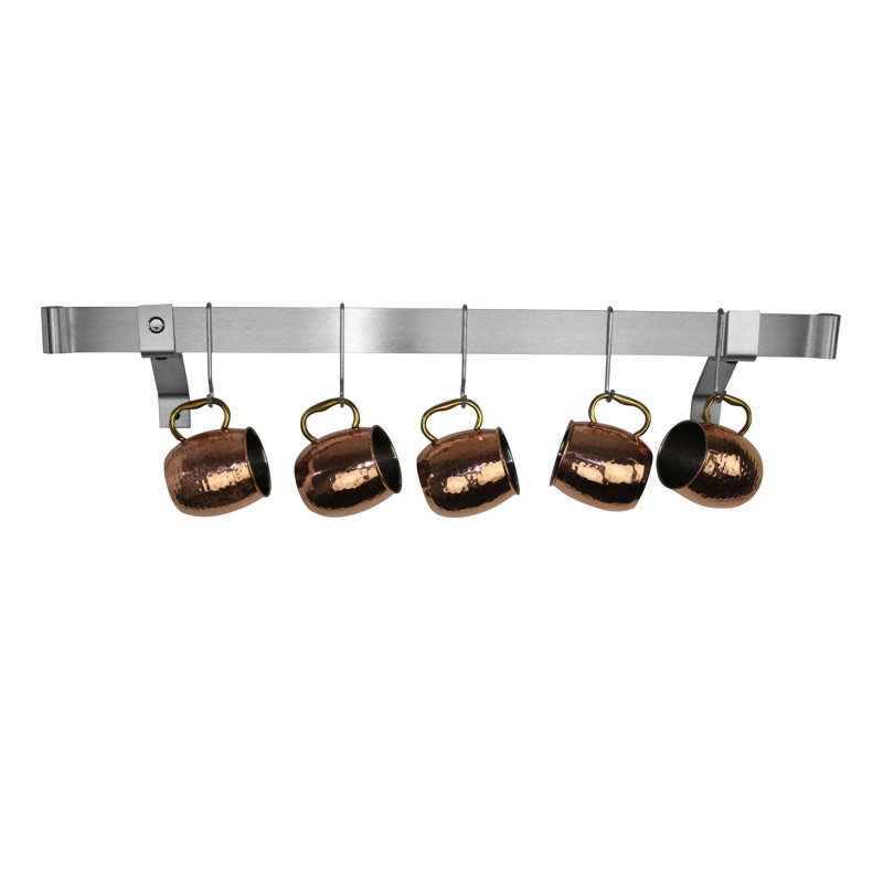 Premier Handcrafted Wall Mounted Pot Rack, 2" H x 36" W x 25" D, Stainless Steel