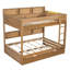 Lit superposé simple au-dessus de simple avec lit gigogne escamotable - Lit en bois peu encombrant avec tablettes intégrées, bois antique-73710515-73710517