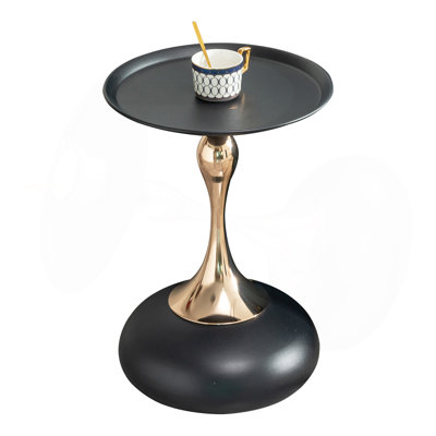 Small Round Side Table For Small Space ,Cocktail Table,,Living Room Small Coffee Table,Black End Table by George Oliver
