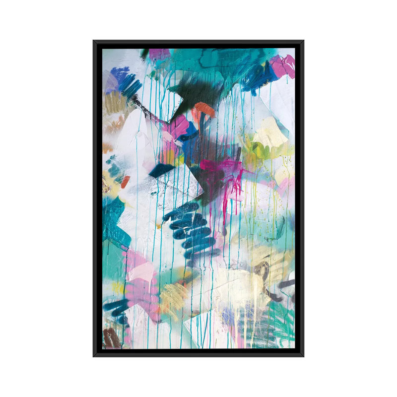 «Squiggle and Drip», reproduction sur toile, H 26 po x l 18 po x P 1,5 po, Toile avec cadre noir, Pas de tapis