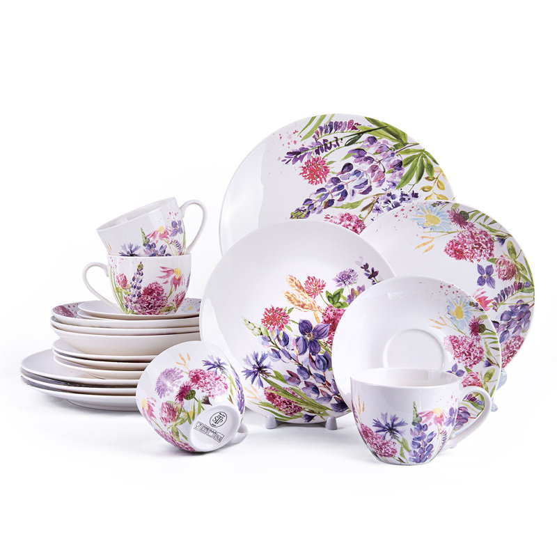 Summer Aquarelle Bone China Dinnerware Set 20 Piece - Service for 4