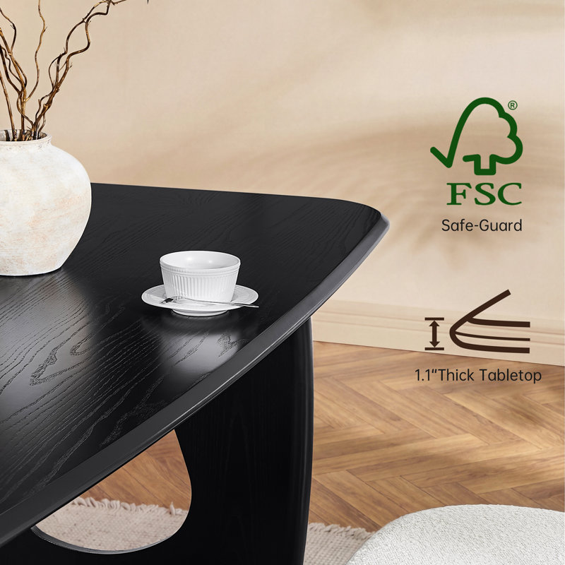 5 Piece Dining Table Set, Kitchen Table &Chairs Set with Rectangel Table and 4 Bouclé Chairs, Dinner Table with Sculptural Cutouts Base for Dining Room