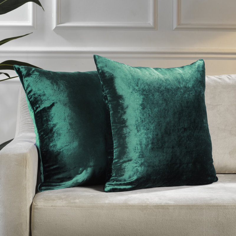 Shiny Velvet Pillow Cover, 12"H x 20"W, Rectangular, Emerald