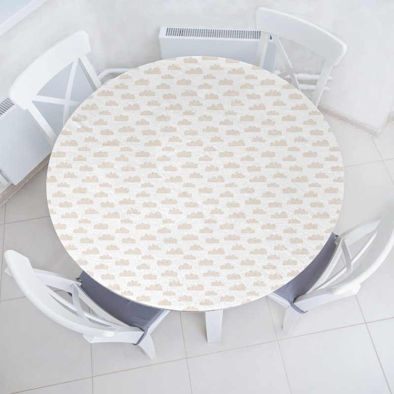 Ambesonne Minimalist Fitted Round Tablecloth Pale Eggshell Eggshell