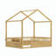 Lit de plancher pour enfants, base de lit en bois avec garde-corps de sécurité, guirlande lumineuse intégrée et tablette-2139226427