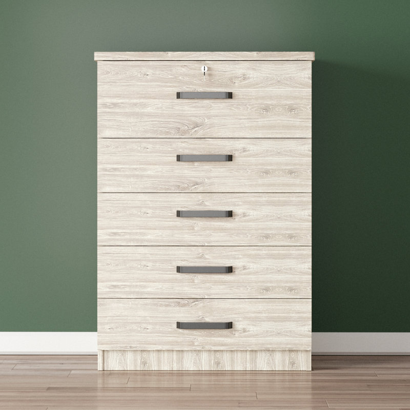 Commode de chambre haute 5 tiroirs Better Home Products, Chêne gris