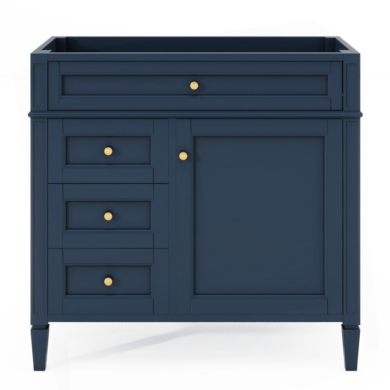 Meuble-lavabo de 36 po sans lavabo supérieur, armoire de rangement moderne avec 2 tiroirs et un tiroir rabattable, structure en bois massif