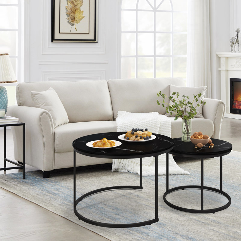 Hudy Nesting Coffee Table, Black, Black