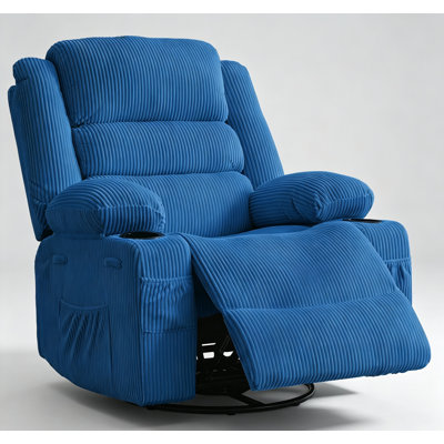 Fauteuil inclinable pivotant à 360° pour adultes, large et rembourré, avec porte-gobelet et assise profonde, idéal pour le salon, la chambre et la chambre d'enfant.