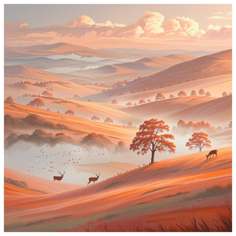 Housse de couette Rolling Hills With Deer, Lit simple