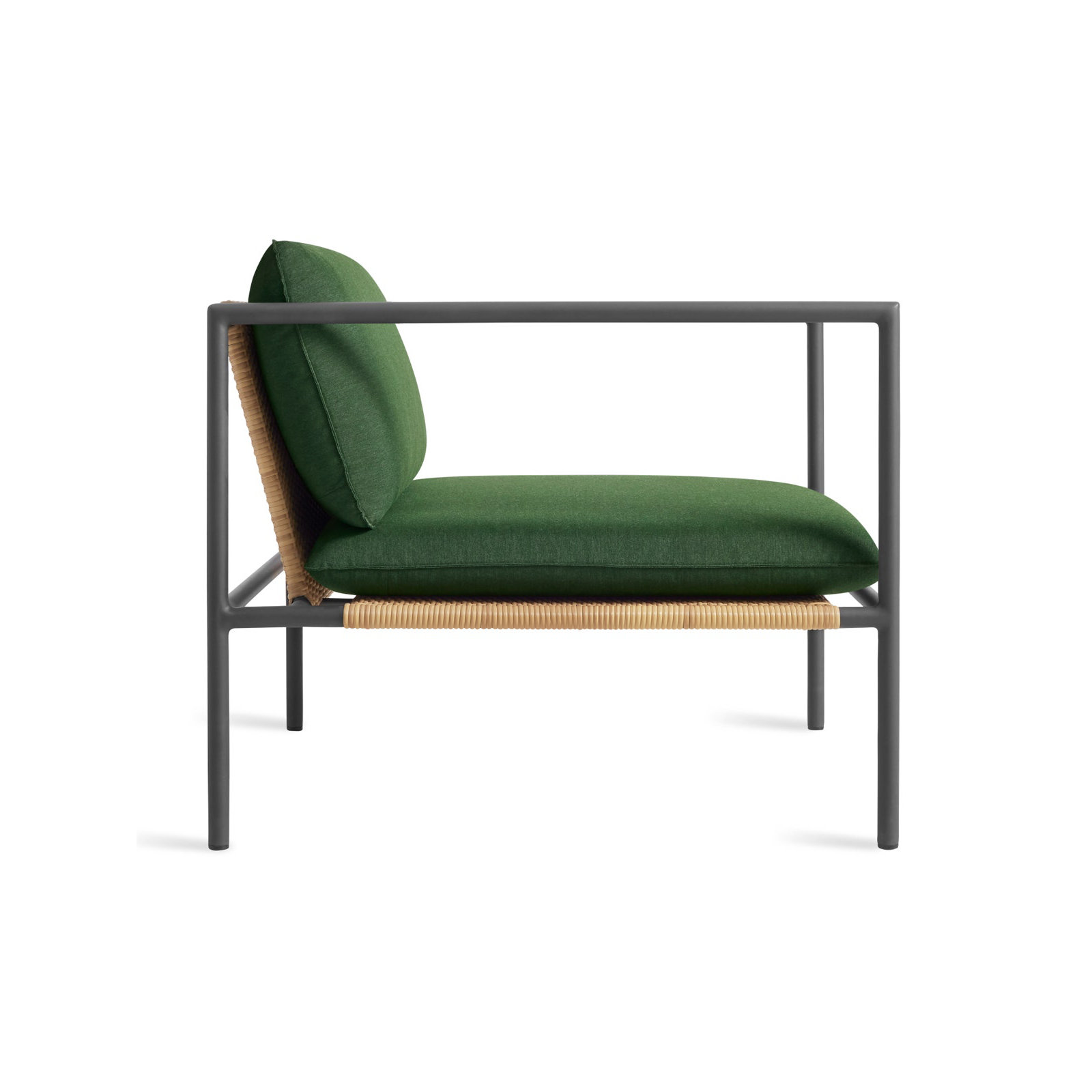 Dog Days Powder Coated Aluminum Outdoor Lounge Chair , Sunbrella® Cushions Included, Charcoal, Sunbrella Ivy