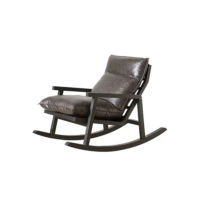 Chaise berçante écologique en chêne de qualité, Brun-noir, Noir