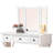 Unique Modern Bedroom Vanity Set W Stool Foldable Mirror Drawers White Color MDF Veneer 1Pc Vanity Furniture-658677292
