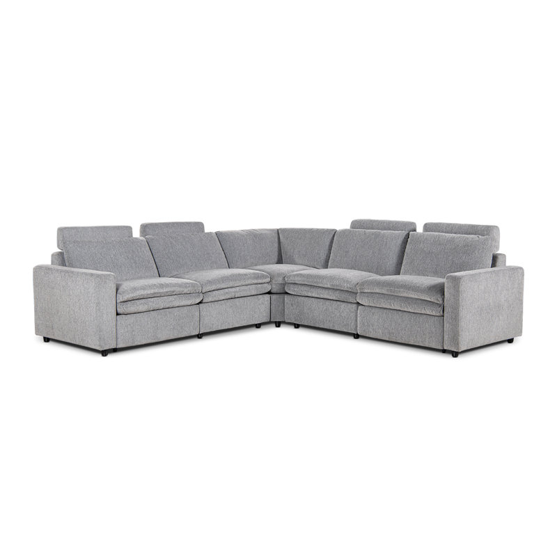 Canapé modulaire de coin Performance Power Motion de 113 po Camden, Polyester gris