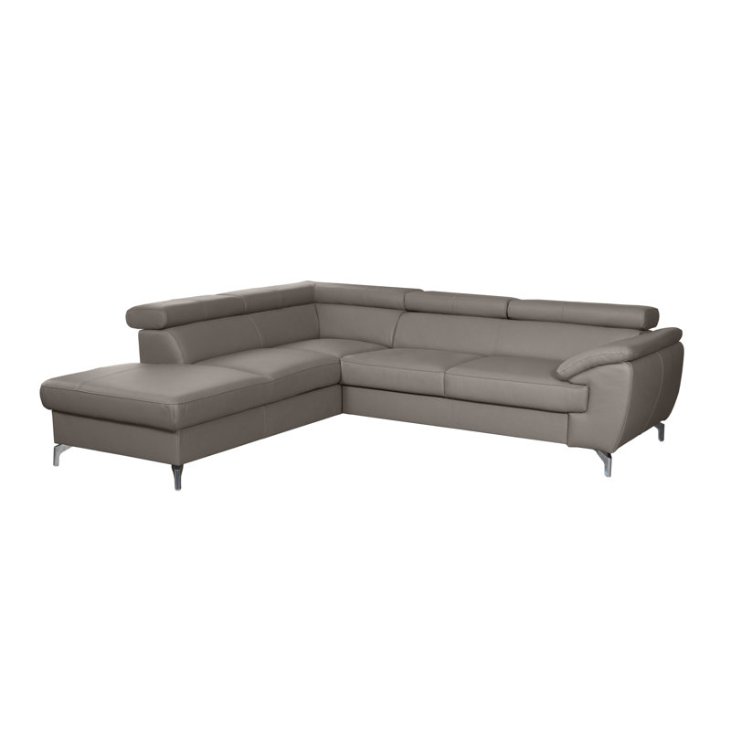 Brookhurst Leather Corner Sofabed, Taupe, Left Hand Facing