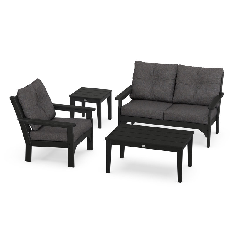 Vineyard 4-Piece Deep Seating Set, Black, Ash Charcoal