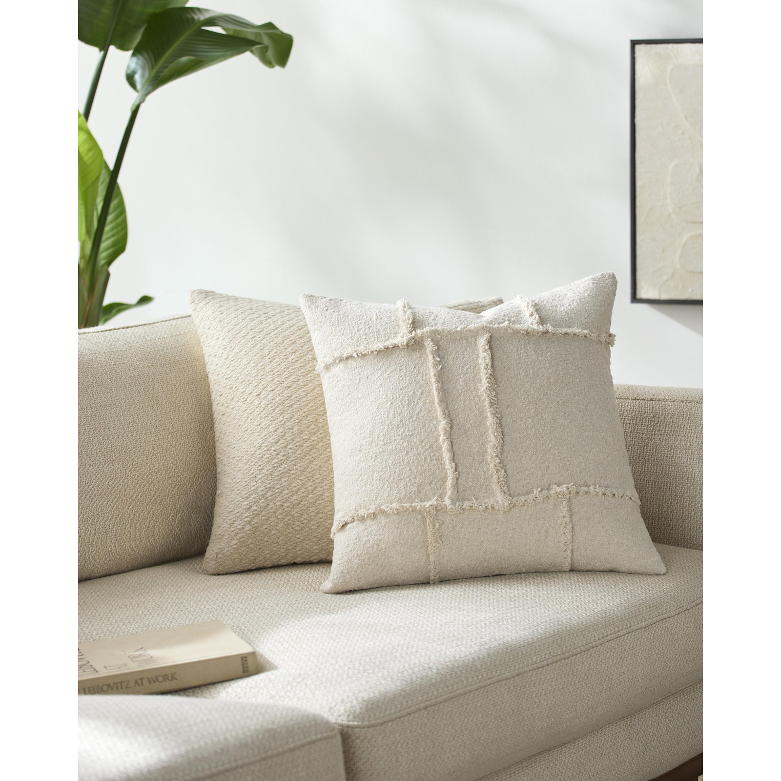Yulara Accent Pillow Cover & Insert, Pillow Cover Only - No Insert, Ivory, Rectangle 13"H x 20"W
