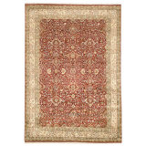 Hand Knotted Area Rug in Red And Gold