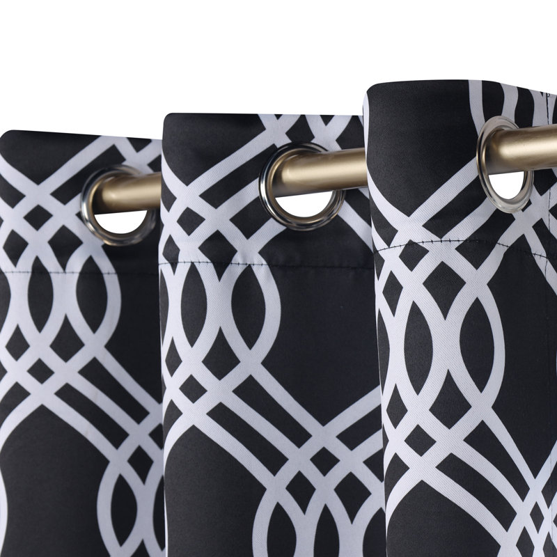 Scotia 100% Polyester Light Filtering - Room Darkening Curtain Pair, 52" W x 108" L, Black