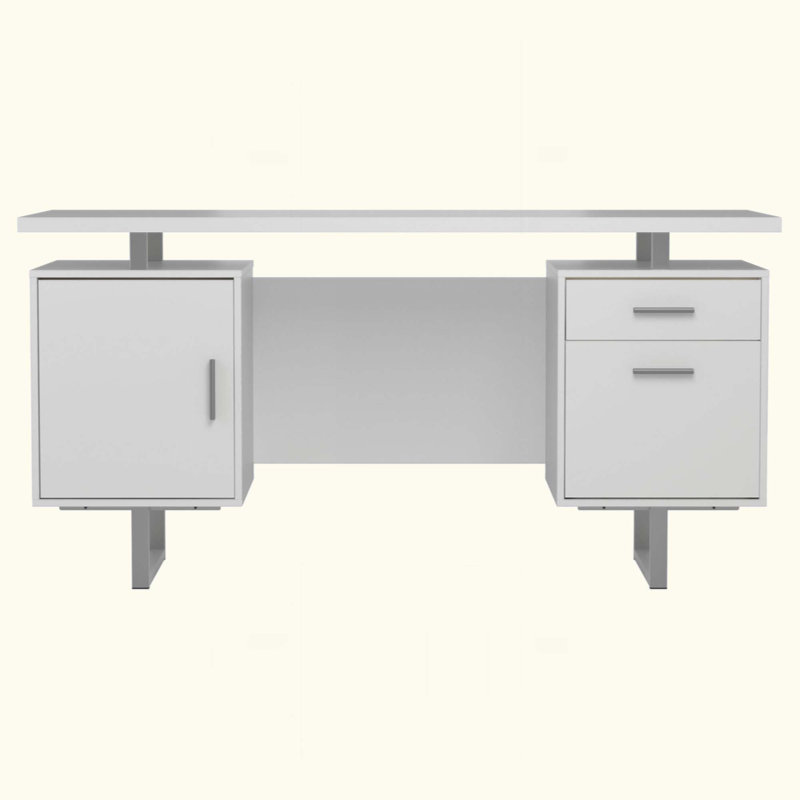 Bureau d'ordinateur à 2 tiroirs ultrabrillant