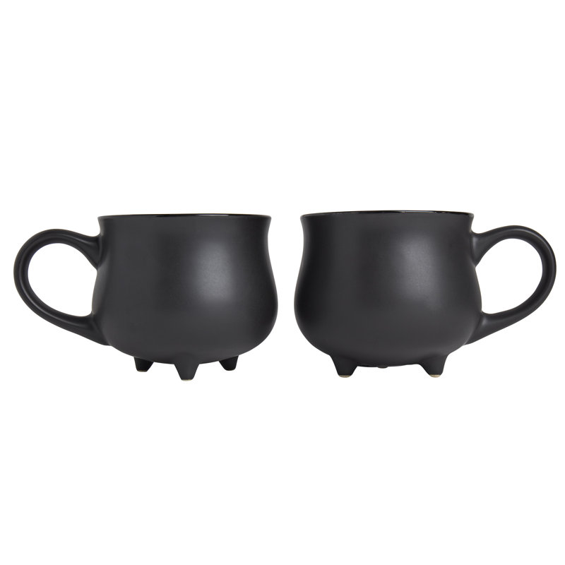 Galerie Tabletops - Ensemble de 2 tasses en grès noir de 650 ml (22 oz) en forme de chaudron