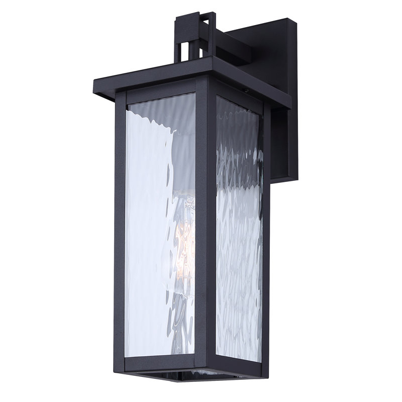 Shana Black Outdoor Wall Lantern, 16" H x 6" W x 7.5" D