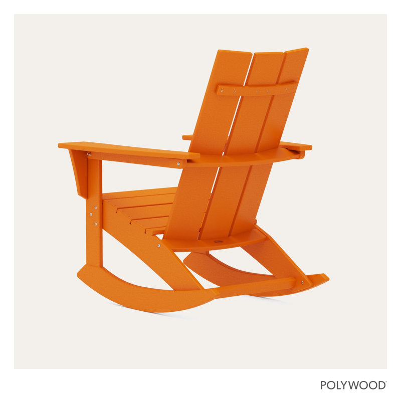 POLYWOOD Modern Adirondack Rocker, Tangerine