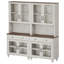Buffet Corretta avec bar et étagères ouvertes, meuble de rangement avec portes vitrées et tiroir, blanc rustique, 34''-1196450795
