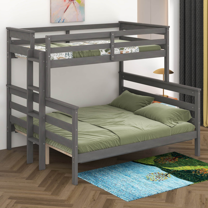 Wood Twin XL Over Queen Bunk Bed With Ladder
